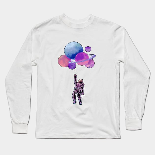 Astronaut Balloons Long Sleeve T-Shirt by yagakubruh